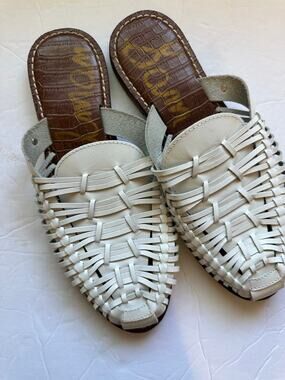 Sam Edelman Keelyn White Woven Leather Mules - Size 9